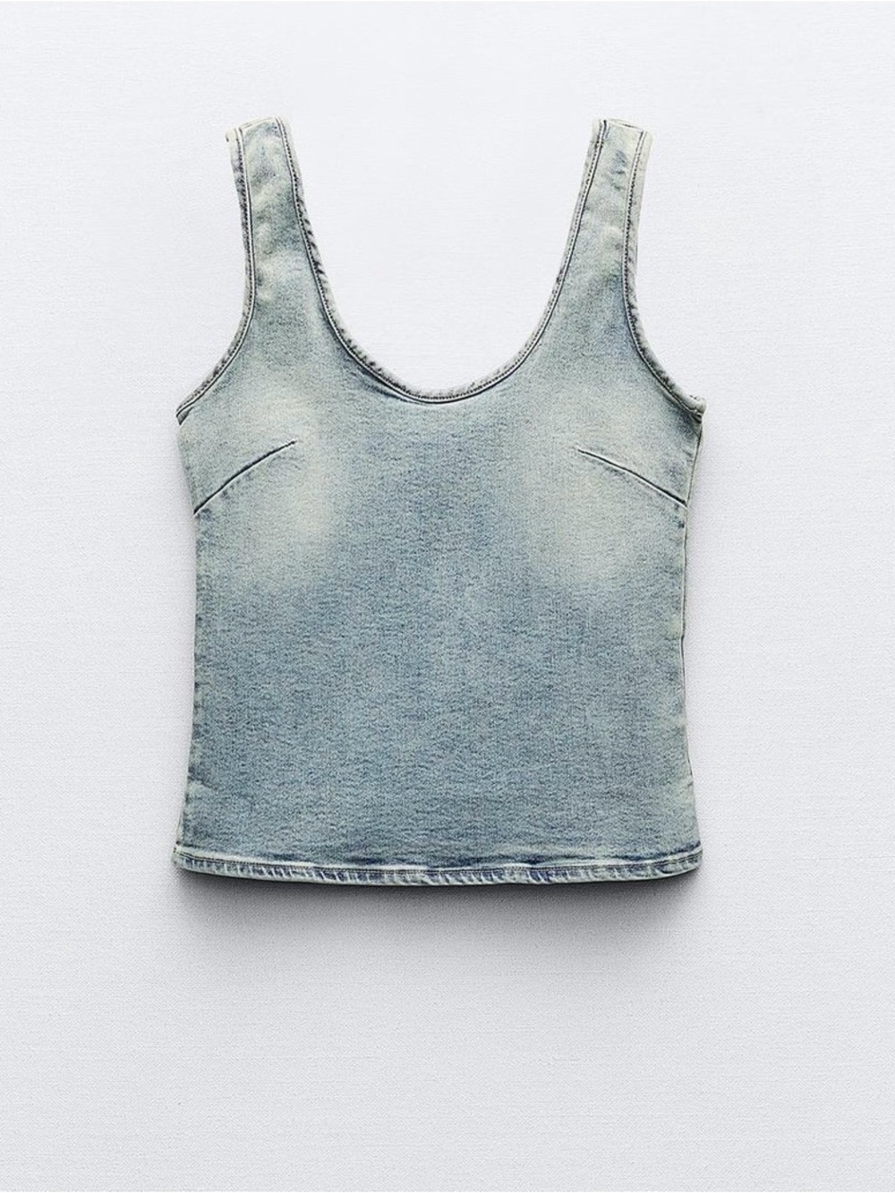 Zara Washed Light Blue Scoop Neck Tank - Women